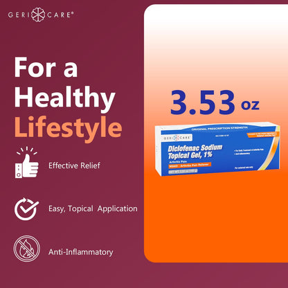 GeriCare Topical Arthritis Pain Relief Gel Diclofenac Sodium 1% (NSAID) Hand Wrist Elbow Foot Ankle Knee Extra-Strength Pain Reliever- Anti-inflammatory Arthritis Pain Treatment, 3.53oz (2 Pack) GeriCareBuy Supplements Australia
