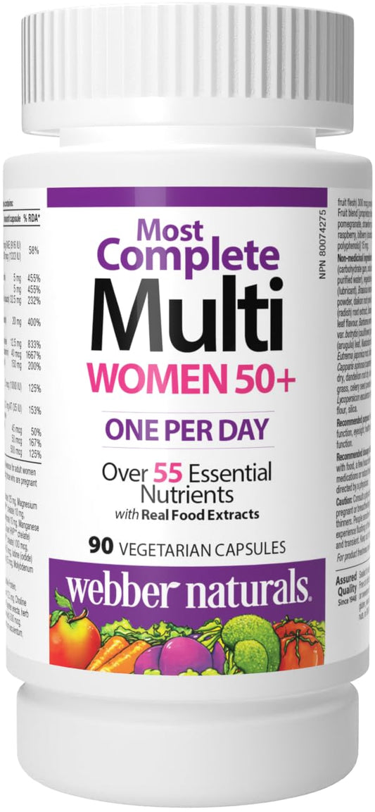 Webber Naturals Women's 50+ Most Complete Multi, 90 Vegetarian Capsules Webber NaturalsBuy Supplements Australia