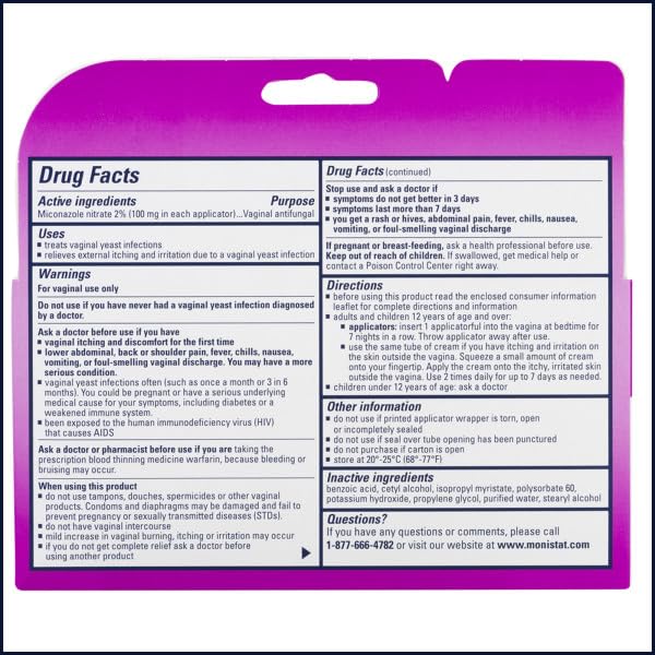Monistat 7 Vaginal Cream with Tube Plus 7 Disposable Applicators, Anti-Fungal, For Most Vaginal Yeast MonistatBuy Supplements Australia