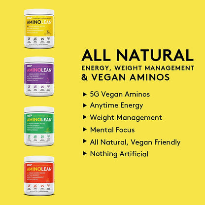 RSP NUTRITION Vegan AminoLean Pre Workout Energy (Acai 25 Servings) with AminoLean Recovery Post Workout Boost (Blood Orange 30 Servings)