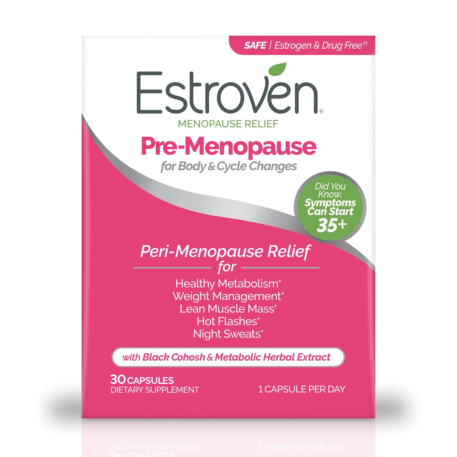 Estroven Pre-Menopause Relief, 30 Ct., Clinically Proven Ingredients, Provides Menopause