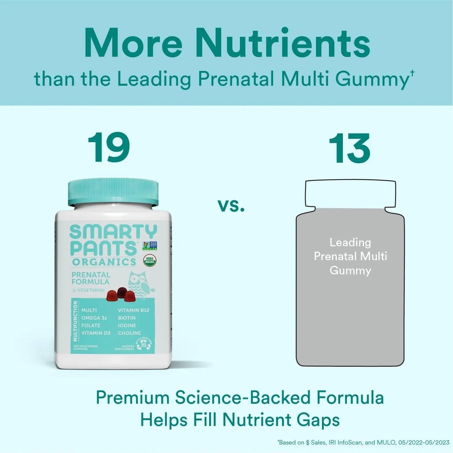 SmartyPants Organic Prenatal Vitamins for Women, Multivitamin Gummies: Biotin, Methylfolate, Omega 3 (ALA), Vitamin D3, C, Vitamin B12, B6, A, K2 & Zinc SmartyPants