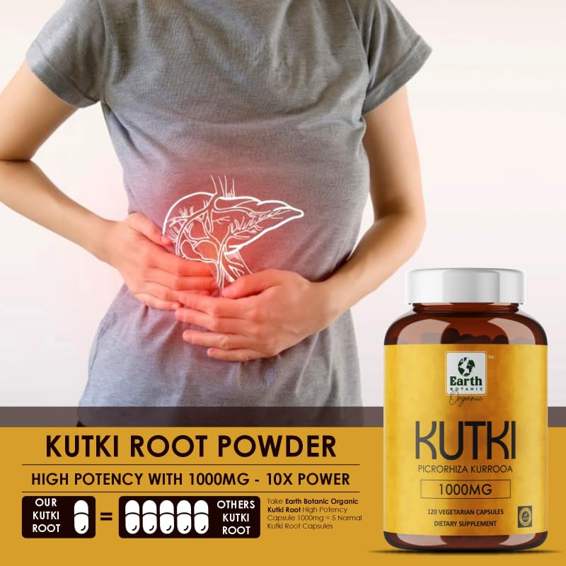 Earth BOTANIC Organic Kutki Root Powder 1000mg 120 Capsules (Picorohiza Kurrooa) Earth BOTANIC OrganicBuy Supplements Australia