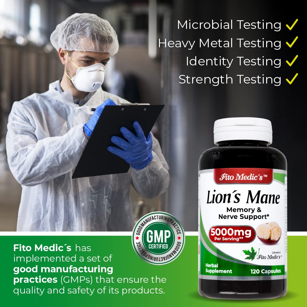 Lab | Lions Mane | 5000 mg per Serving | 120 Capsules | lions mane supplement | lions mane FITO MEDIC'SBuy Supplements Australia