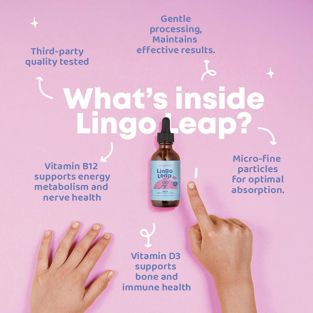 JoySpring LingoLeap – Liquid Kids Formula with Zeolite Clinoptilolite, Methylated B12 & Vitamin D3 | Gentle Daily Support for Kids’ Wellness
