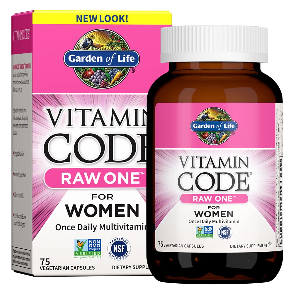 Garden of Life Vitamin Code Raw One for Women, Once Daily Women's Multivitamin - 75 Capsules, One a Day Vitamins Whole Food Iron,