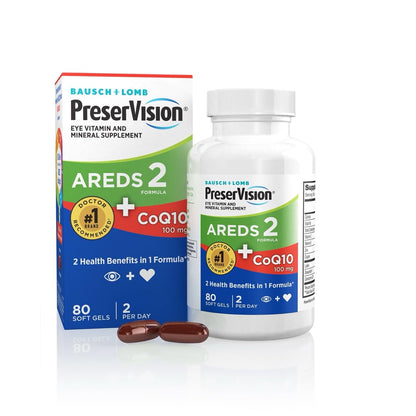 PreserVision AREDS 2 Eye Vitamins with CoQ10 for Heart Health, #1 Eye Doctor Recommended Brand, Lutein and Zeaxanthin Supplement with Vitamin C & E, Zinc, and Copper, 80 Softgels PreserVisionBuy Supplements Australia