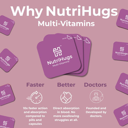 NutriHugs Daily Multivitamin Dissolving Strips - Vitamins A, B-Complex, C, D3 and K2 - 11 Essential Vitamins & Minerals - Vegan, Sugar-Free, Fast-Absorbing Oral Thin Film - Doctor-Founded - 30 Count MedHugsBuy Supplements Australia