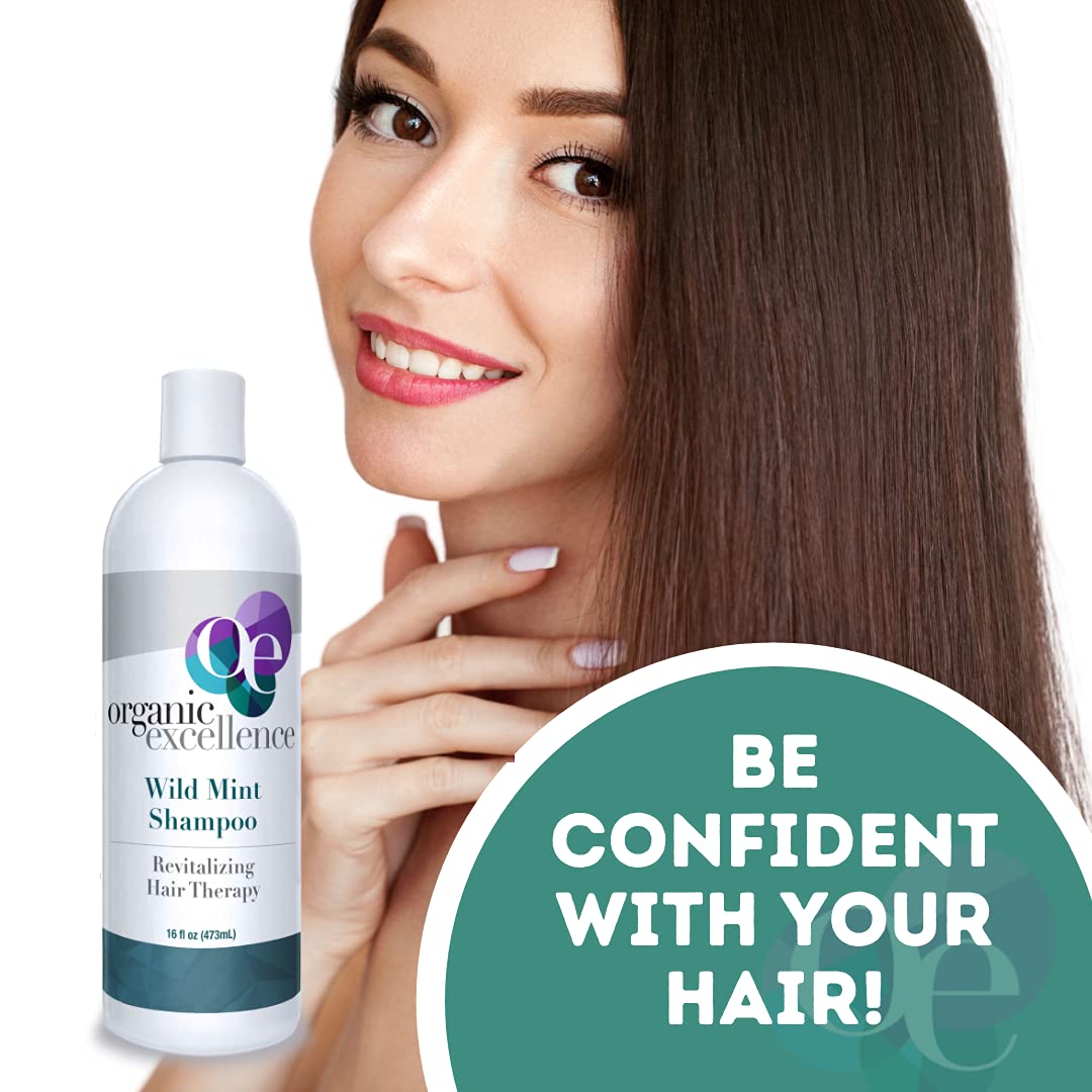 Organic Excellence Natural Organic Shampoo, Wild Mint & Rosemary, Chemical Free, Plant-Based, Toxin-Free, Cruelty-Free, Certified Herbs & Oils For Healthy Full-Bodied Hair 16 fl. oz Organic ExcellenceBuy Supplements Australia