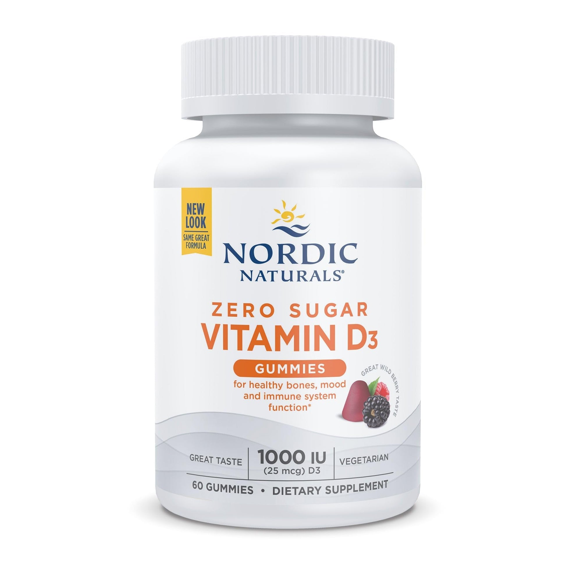 Nordic Naturals Zero Sugar Vitamin D3 Gummies, Wild Berry - 60 Gummies - 1000 IU Vitamin D3 - Great Taste - Healthy Bones, Mood & Immune System Function - Non-GMO - 60 Servings Nordic NaturalsBuy Supplements Australia