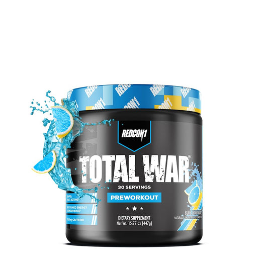 REDCON1 Total War Pre Workout Powder, Blue Lemonade - Beta Alanine + Citrulline Malate 