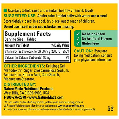 Nature Made Vitamin D3 2000 IU (50 mcg), Dietary Supplement for Bone, Teeth Nature MadeBuy Supplements Australia