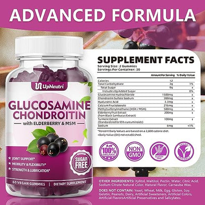 UPNEUTRI Glucosamine Chondroitin Gummies Sugar Free, Extra Strength 1500mg UPNEUTRIBuy Supplements Australia