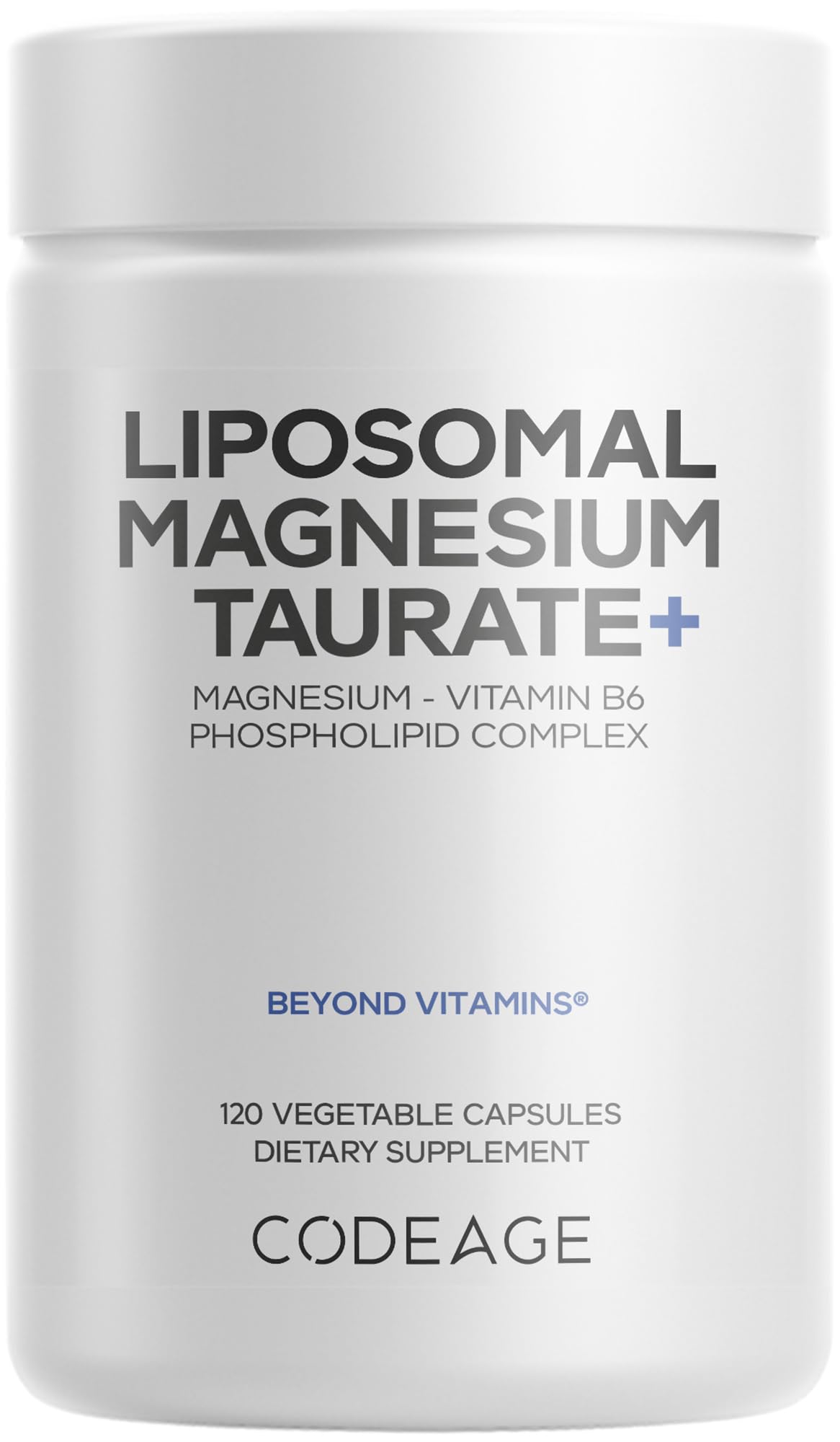 Codeage Liposomal Magnesium Taurate+ Supplement - Magnesium Taurate, Vitamin B6 as Pyridoxal 5-Phosphate, 2-Month Supply - Liposomal Delivery, Vegan, Non-GMO, Gluten-Free, 120 Capsules CodeageBuy Supplements Australia