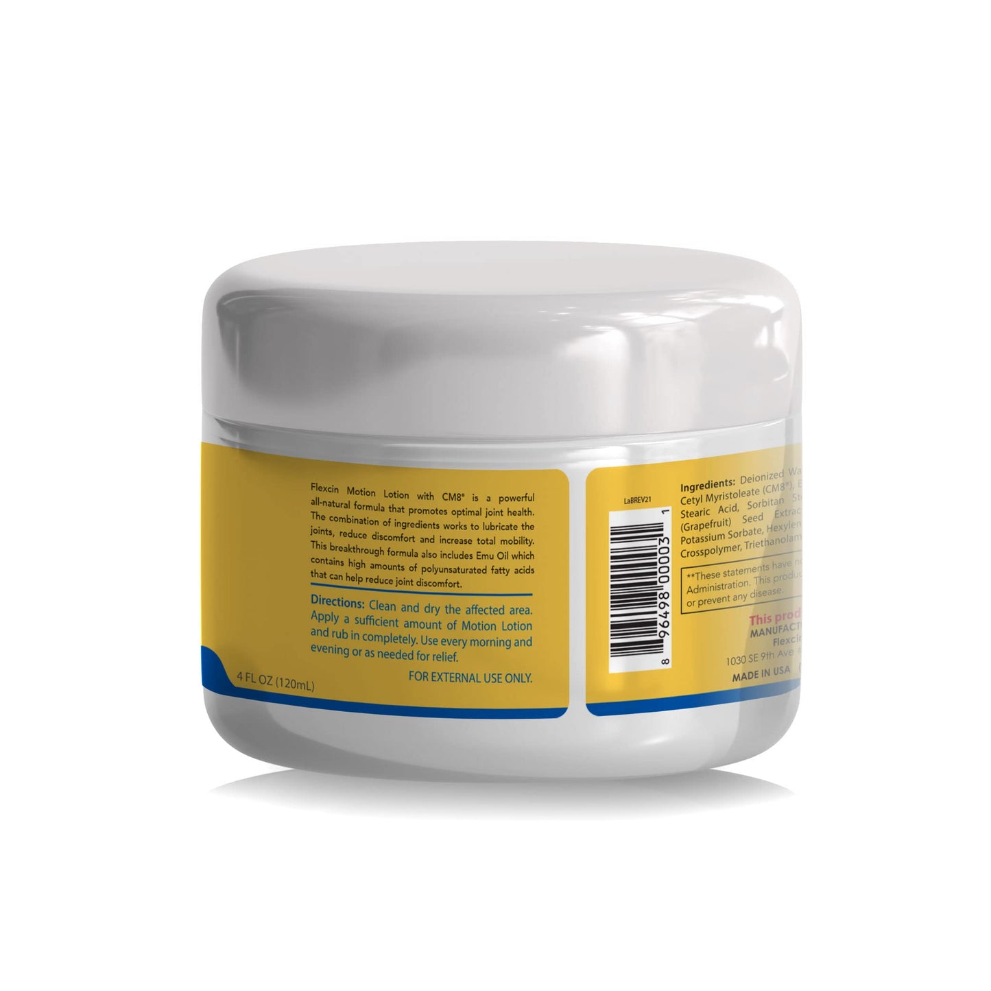 Flexcin Motion Lotion with CM8 - Joint & Muscle Therapy Cream for Back, Neck, Knee, Hand, Foot - Fast Absorbing with DMSO, Emu Oil, Aloe Vera - Non-Greasy 4oz Jar FlexcinBuy Supplements Australia