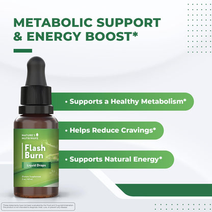 Flash Burn – Natural Plant-Based Liquid Supplement with Maca, Grape Seed, Green Tea & Ginseng – Made in USA, Non-GMO, Gluten-Free, Dairy-Free, Vegetarian - 2 Fl Oz (40 mL), 3 Month Supply Nature’s NutriWaveBuy Supplements Australia