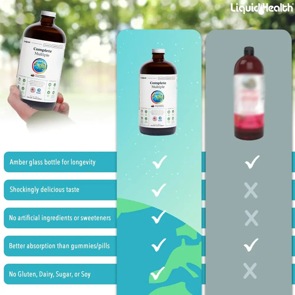 LIQUIDHEALTH Complete Multiple Adult Liquid Multivitamin - Essential Vitamins, Minerals & Nutrients, Immune Support, Gut Health, Energy, Detox LIQUIDHEALTH