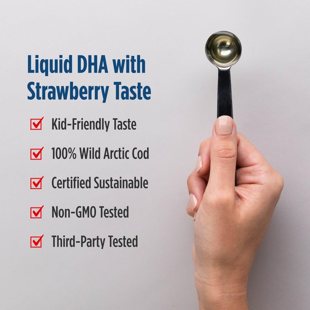 Nordic Naturals Children’s DHA, Strawberry - 8 oz for Kids - 530 mg Omega-3 with EPA & DHA - Brain Development & Function