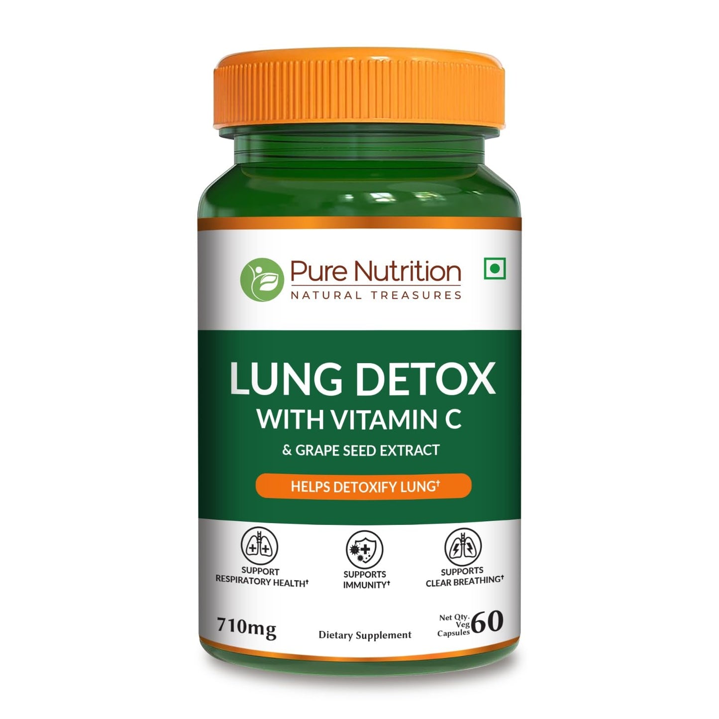 Pure Nutrition Lung Health Supplement | 60 Caps | Herbal Lung Support Formula with Quercetin, Vitamin C, Nettle, Vasaka Leaf, Lotus, Licorice & Ginger. PURE NUTRITION NATURAL TREASURESBuy Supplements Australia
