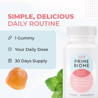 Nature’s NutriWave PrimeBiome Probiotic Gummies – Plant-Based Blend with Inulin, Lion’s Mane, Ginger & More– Non-GMO, No Stimulants, GMP Certified