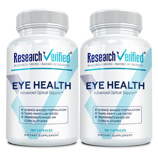 Research Verified Eye Health - Nourish and Protect Eyes and Vision, Support Healthy Retina, Improve Blood Supply to Eyes - Vitamins A, B, C, and E - 360 Capsules - 6 Month Supply - Made in The USA Research VerifiedBuy Supplements Australia