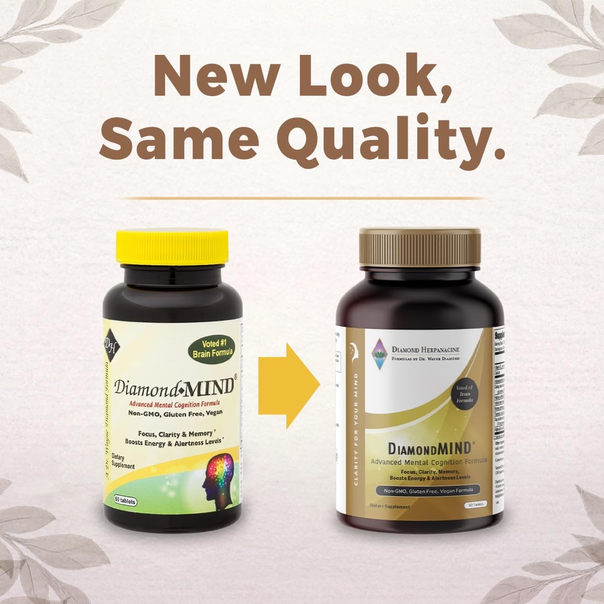 DiamondMIND Brain Support Supplement - Natural Formula for Mental Energy & Cognitive Function - Focus, Clarity, and Memory Supplement - Less Mental Stress - Vegan, Gluten-Free, Dairy-Free - (60 Count) HerpanacineBuy Supplements Australia