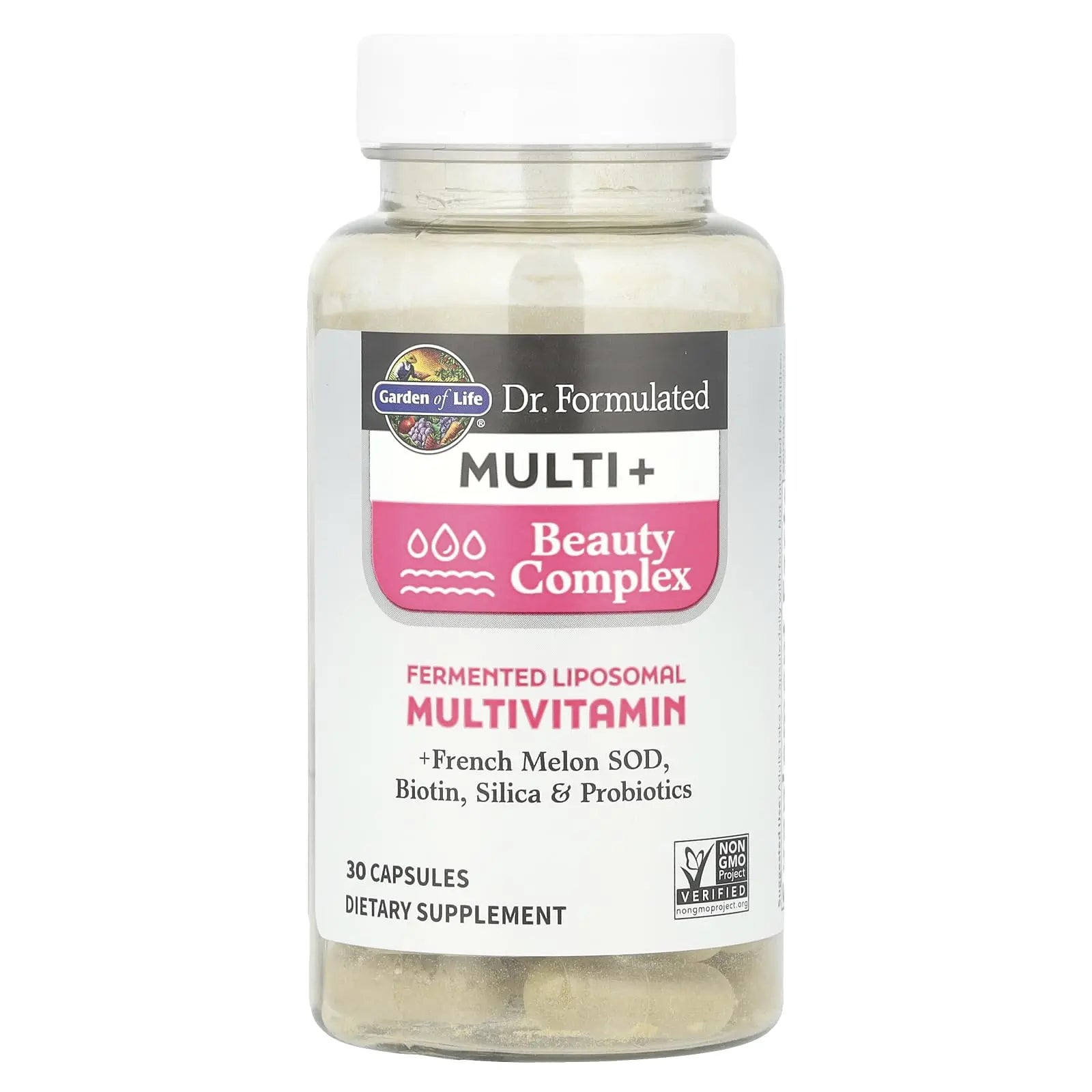 Garden of Life Dr Formulated Multi+ Beauty Complex Fermented Liposomal Multivitamin Plus Hair Skin and Nails Vitamins, French Melon SOD Garden of Life