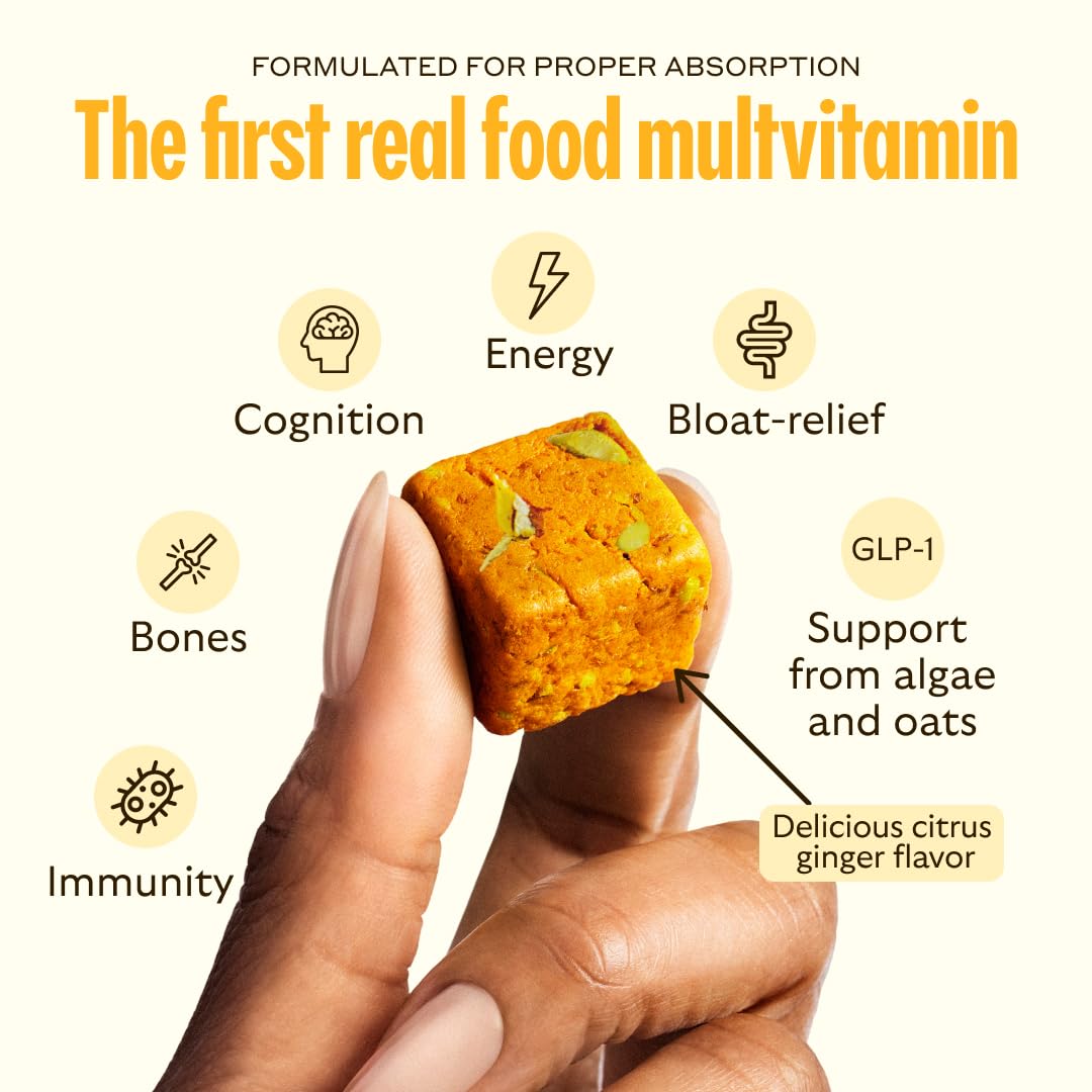 GEM Daily Bite for Women & Men, with 20+ Vitamins, Minerals, & Superfoods Like Zinc, Vitamin D, B-Complex, K, Turmeric, Fiber & Prebiotics, Beta Glucan GLP-1 Support & Immunity (Citrus Ginger,7 count) GEMBuy Supplements Australia