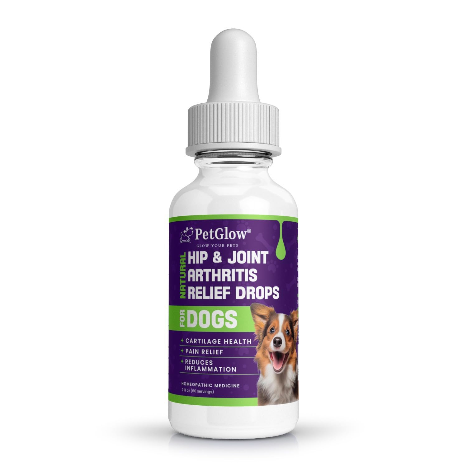 Petglow® Natural Hip & Joint Arthritis Relief Drops with Curcumin & Boswellia, Homeopathic Anti-Inflammatory Formula for Dogs, Cats & Horses, Supports Flexibility, Comfort & Mobility Naturally PetglowBuy Supplements Australia