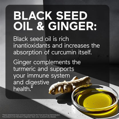 SMARTERNUTRITION Curcumin Softgels - Vegan High Absorption 400 mg Turmeric Supplement + Black Seed Oil & Ginger - 95% Tetrahydrocurcuminoids Non-GMO, USA Manufactured - 60 Ct[30 Servings] SMARTERNUTRITIONBuy Supplements Australia