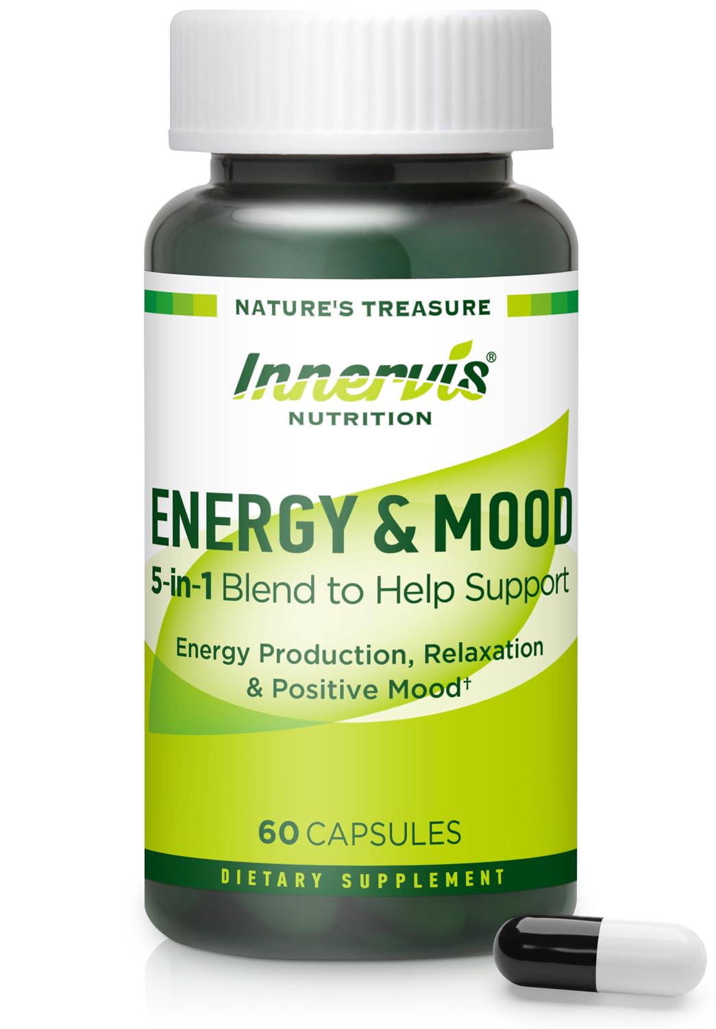 Caffeine Free Natural Energy Boost with Ashwagandha, Maca & Magnesium - Support Stress Relief, Focus & Mood - 60 Capsules by Innervis Nutrition INNERVISNUTRITIONBuy Supplements Australia