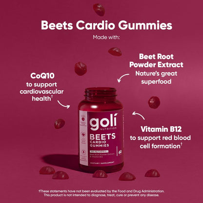 Goli Nutritional Supplement, Beets Cardio Gummy - 60 Count - CoQ10 & Beet Root Extract GoliBuy Supplements Australia