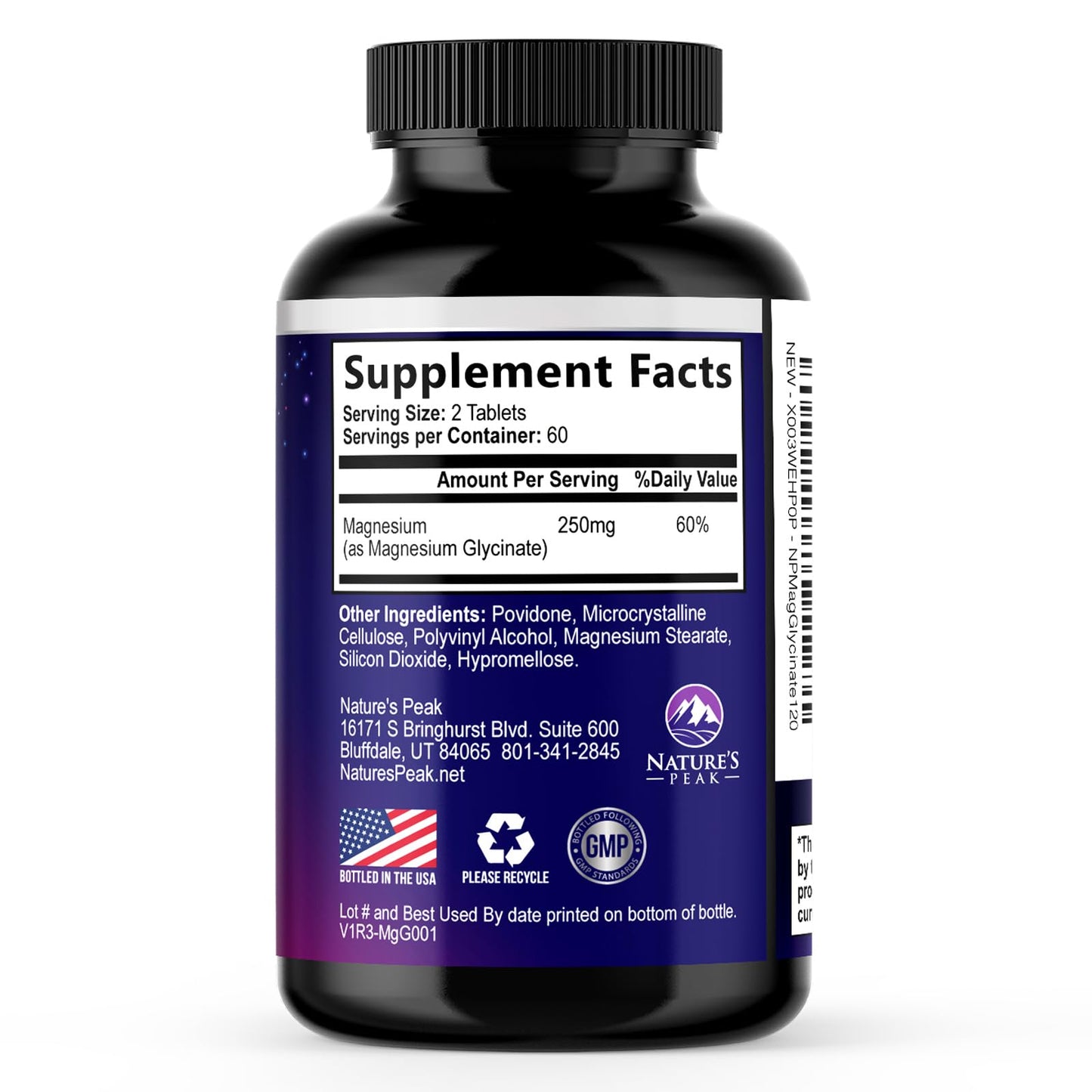 Magnesium Glycinate Supplement 250mg - 100% Chelated & Purified - to Support Sleep, Heart Health, Muscles, & Bone Strength - Best Absorption Magnesium Glycinate Capsules, Bottled in USA - 120 Tablets Nature's PeakBuy Supplements Australia