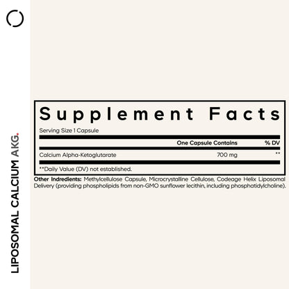 Codeage Liposomal Calcium AKG Supplement - Calcium Alpha-Ketoglutarate - 2-Month Supply - Liposomal Delivery - 1 Capsule Per Serving - Non-GMO, Gluten-Free - 60 Capsules CodeageBuy Supplements Australia