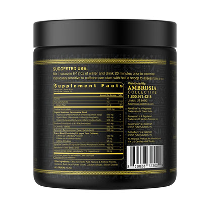 Ambrosia Kinetic Organic Preworkout, Mushroom Enhanced Natural Pre Workout Supplement AmbrosiaBuy Supplements Australia