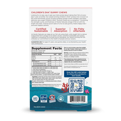 Nordic Naturals Zero Sugar Children’s DHA Gummy Chews, Tropical Punch - 30 Gummy Chews for Kids - 600 mg Total Omega-3s - Brain Development
