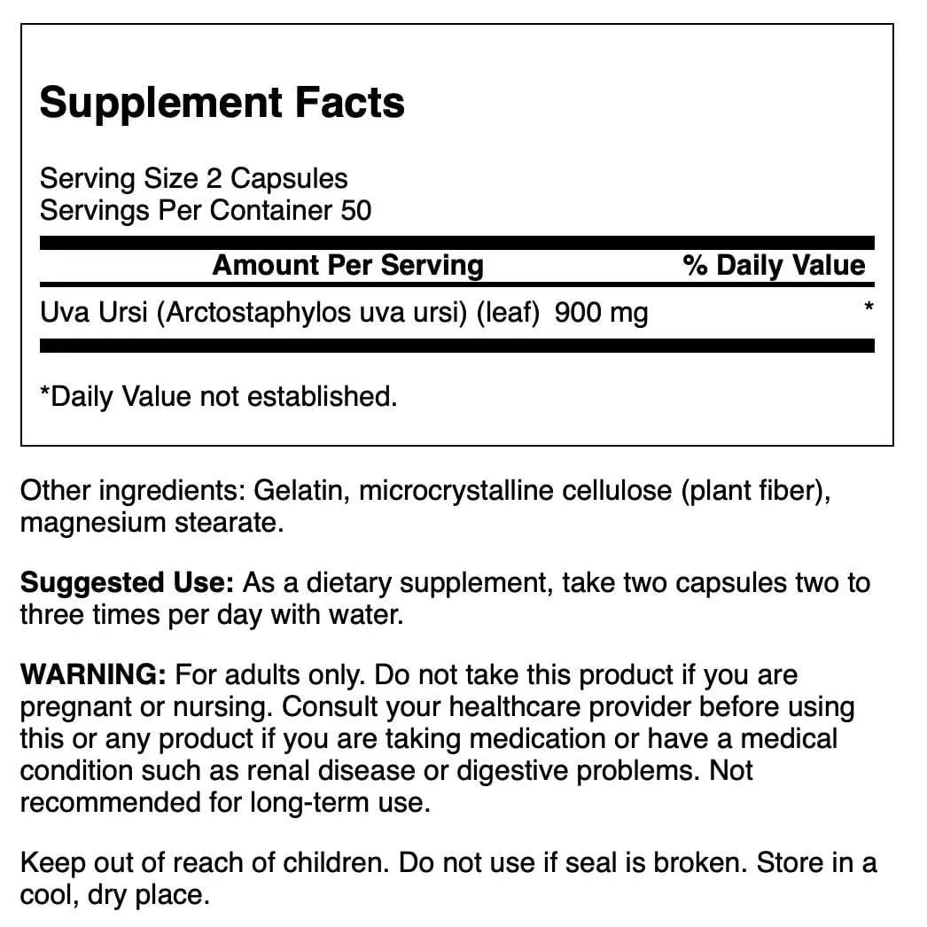 Swanson Full-Spectrum Uva Ursi Leaf - Herbal Supplement Supporting Kidney & Urinary Tract Health - May Support Cardiovascular System Function & Bladder Health - (100 Capsules, 450mg Each) SwansonBuy Supplements Australia