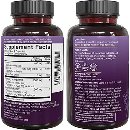 Viva Naturals Sambucus Elderberry with Vitamin C and Zinc for Adults - 5 in 1 Sambucus Viva NaturalsBuy Supplements Australia