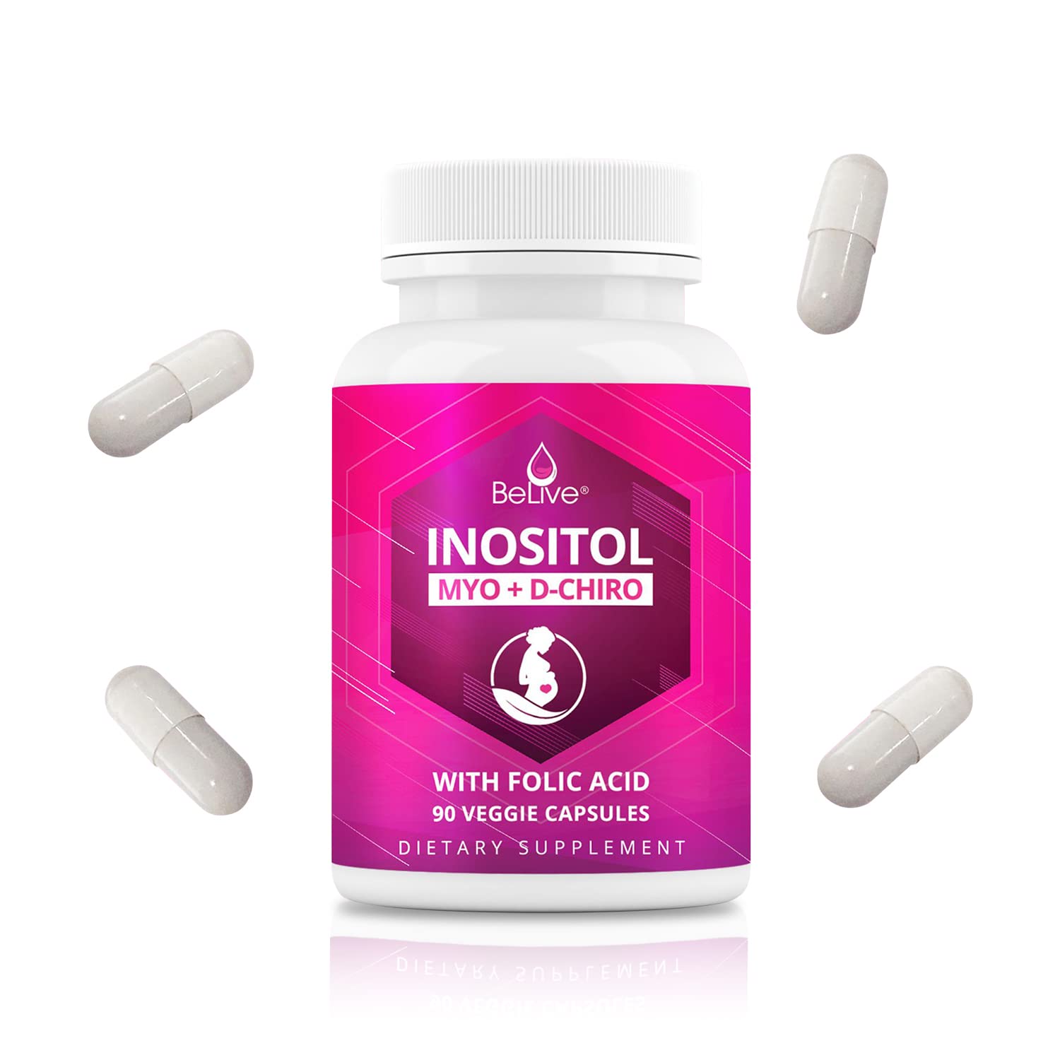 Myo-Inositol & D-Chiro Inositol Capsules with Folic Acid for PCOS | Prenatal Fertility BeLiveBuy Supplements Australia