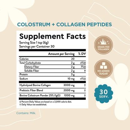360 Nutrition Blends with Benefits Bovine Colostrum + Collagen Peptides Powder for Gut Health, Hair & Skin Beauty, Immune Support | Grass-Fed, No Added Sugar, Unflavored 6 oz 360 NutritionBuy Supplements Australia