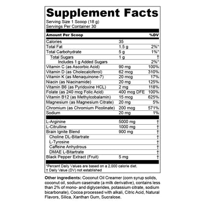 MTN OPS Hot Ignite Supercharged Energy Drink Mix Focus Enhancer, Hazelnut Cocoa, Bag (30 Servings)