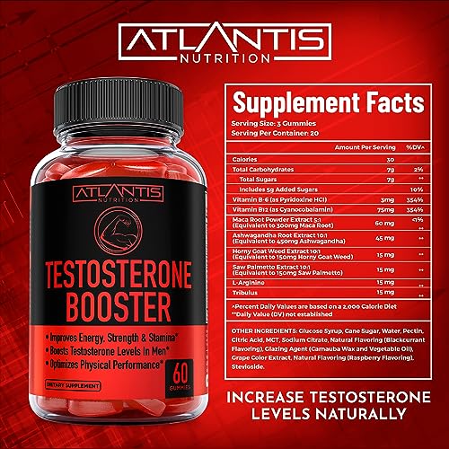 Testosterone Booster For Men Gummies - Enhances Strength & Stamina - Optimizes Physical Atlantis NutritionBuy Supplements Australia