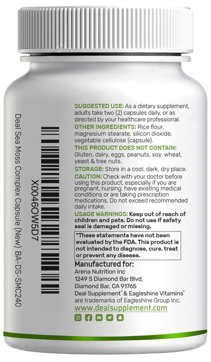 DEAL SUPPLEMENT Irish Sea Moss 240 Veggie Capsules – 14 Superfood Complex with Black Seed Oil, Ashwagandha, & Ginger DEAL SUPPLEMENTBuy Supplements Australia