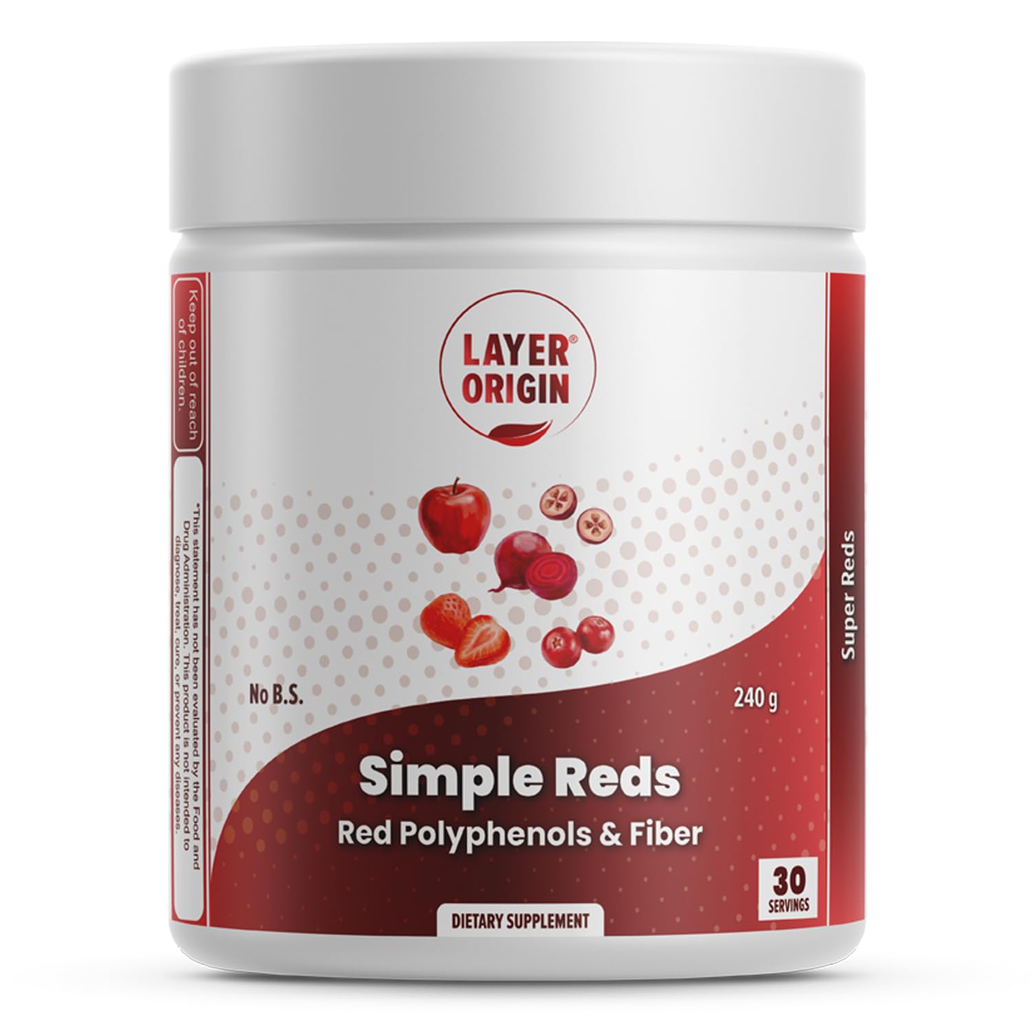 Layer Origin Simple Reds - Organic Red Polyphenols Whole Fruit Powder | Five Real Whole Fruits | 30 Servings Layer OriginBuy Supplements Australia