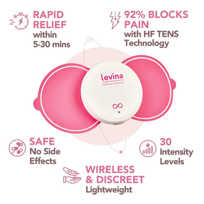 Levina Menstrual Period Relief Device - Wireless TENS Unit and Biocompatible Electrode Pads, Rechargeable, Magnetic Connection, Instant Cramp & PMS Relief, and Drug-Free, FSA HSA Eligible (RS-38) LevinaBuy Supplements Australia