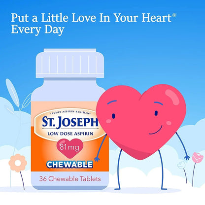 St. Joseph Orange Chewable 81mg Aspirin, 36 Tablets (Pack of 3) St. JosephBuy Supplements Australia