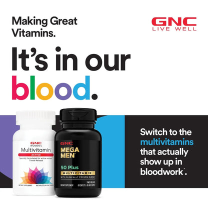 GNC Mega Men 50 Plus Multivitamin | Antioxidants | Heart Health | Prostate and Circulatory Support | 120 Count GNCBuy Supplements Australia