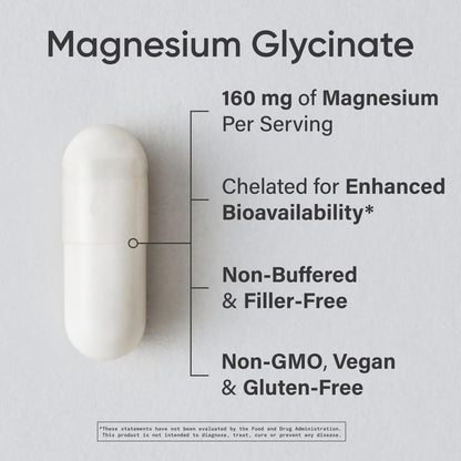 Sports Research® Magnesium Glycinate - Supports Restful Sleep & Enzymatic Processes - 160 mg Chelated Magnesium - Vegan Capsule - 90 Count Sports ResearchBuy Supplements Australia