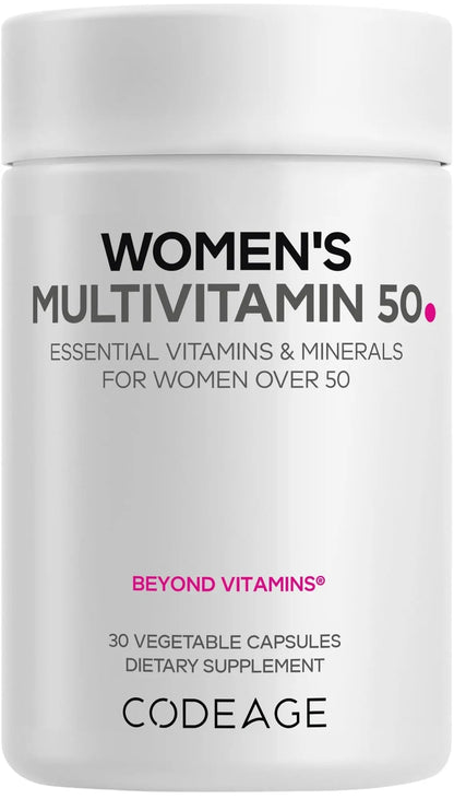 Codeage Women’s Multivitamin 50 - Essential Vitamins for Women Over 50, Methylated Folate, Magnesium, Selenium, Vitamin B6, B12, D3 Antioxidants Codeage