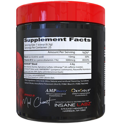 Insane Labz Redrum High Stim Pre Workout NO Booster Powder, Loaded with Beta Alanine Insane LabzBuy Supplements Australia